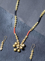 Red Black Handmade Beaded Ball Jewellery Set