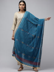 Blue Arrow Motif Cotton Jamdani Dupatta Handloom