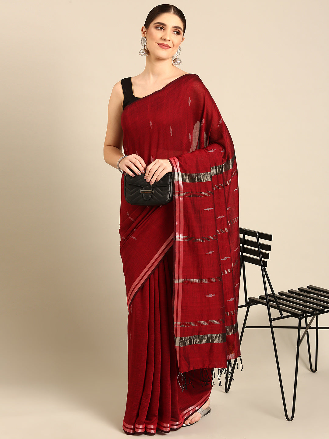 Handloom Jamdani Cotton Saree Without Blouse Piece