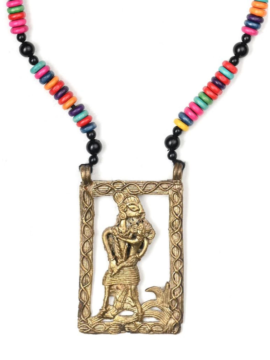 Mother Child Colourful Beads Dokra Pendant Jewellery