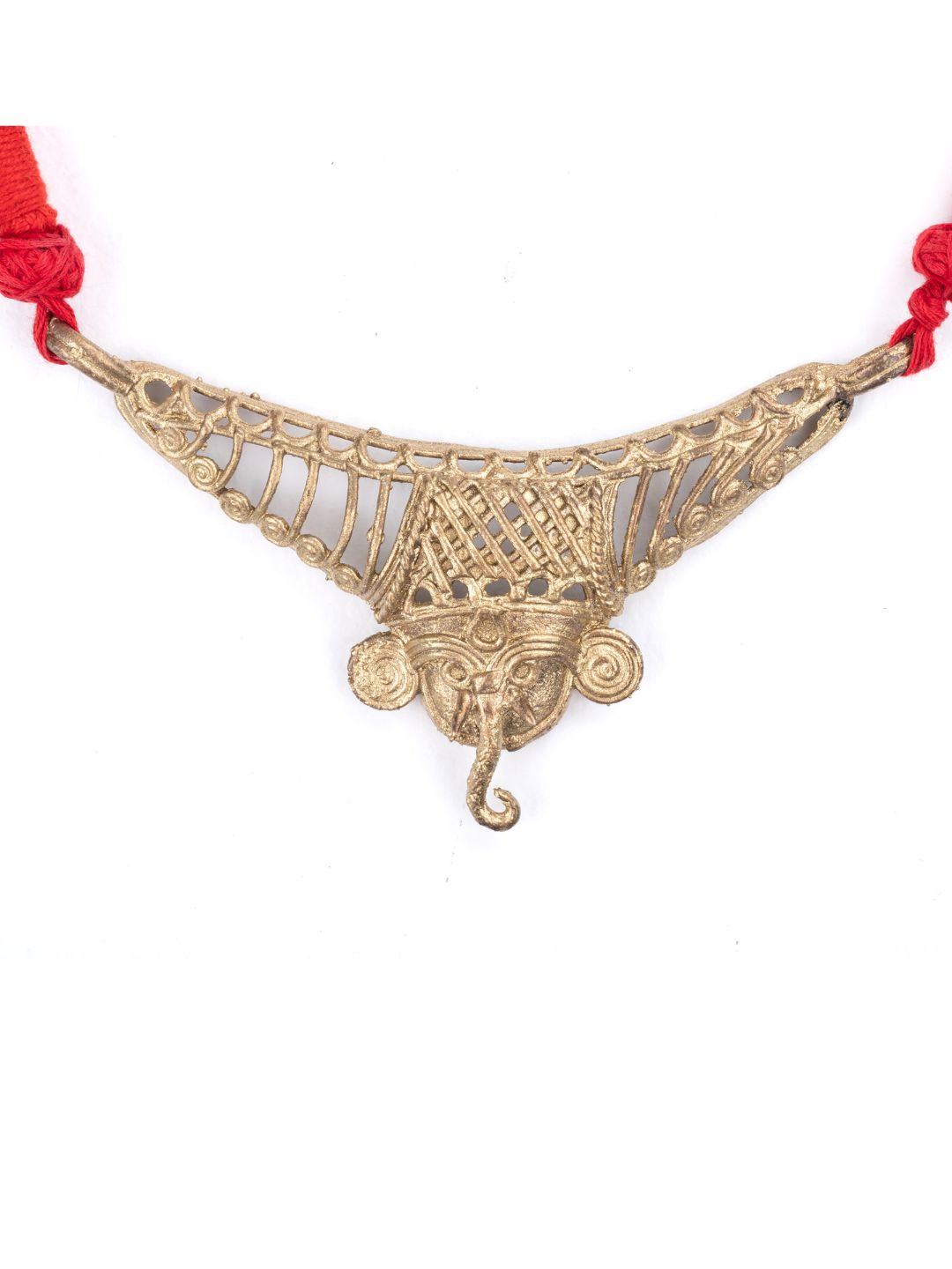 Handmade Red Ganesh Dokra Hasuli Jewellery