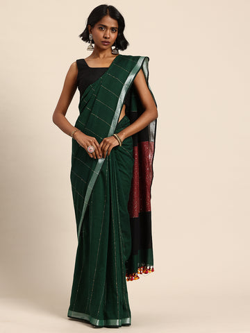 Handloom Sequins Cotton Handloom Saree