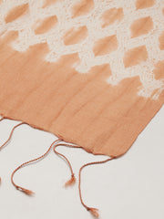 Orange Ivory Woven Shibori Silk Stole