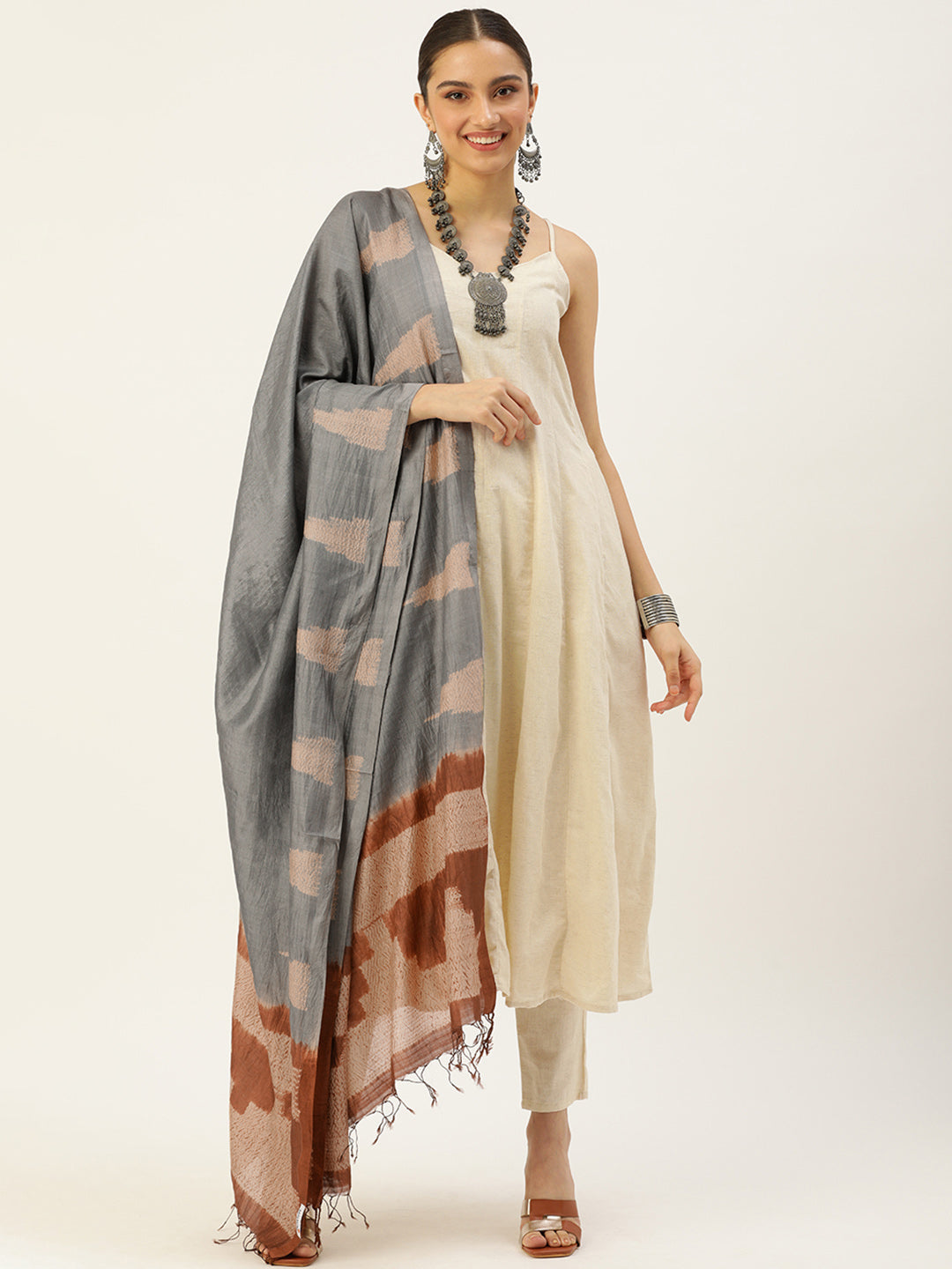 Hand Woven Shibori Silk Dupatta