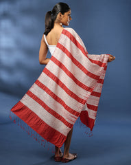 ArtEastri Red Hand woven Silk Shibori Stole