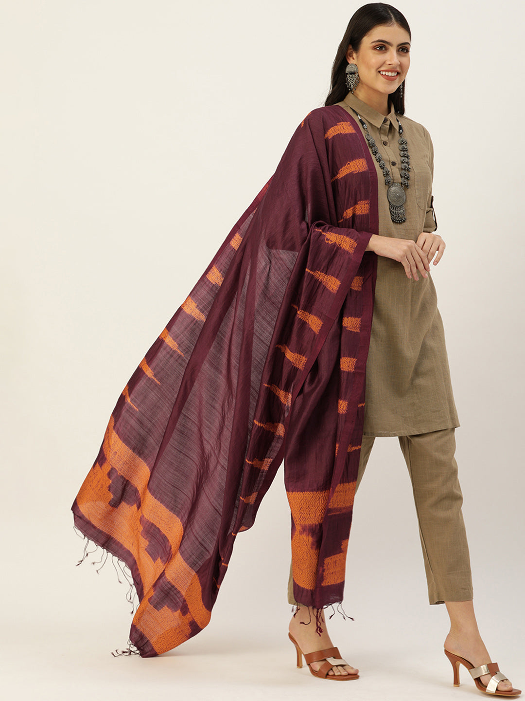 Hand Woven Shibori Silk Dupatta