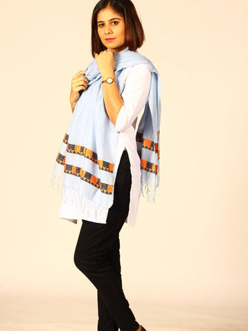 Powder Blue Assamese Cotton Stole