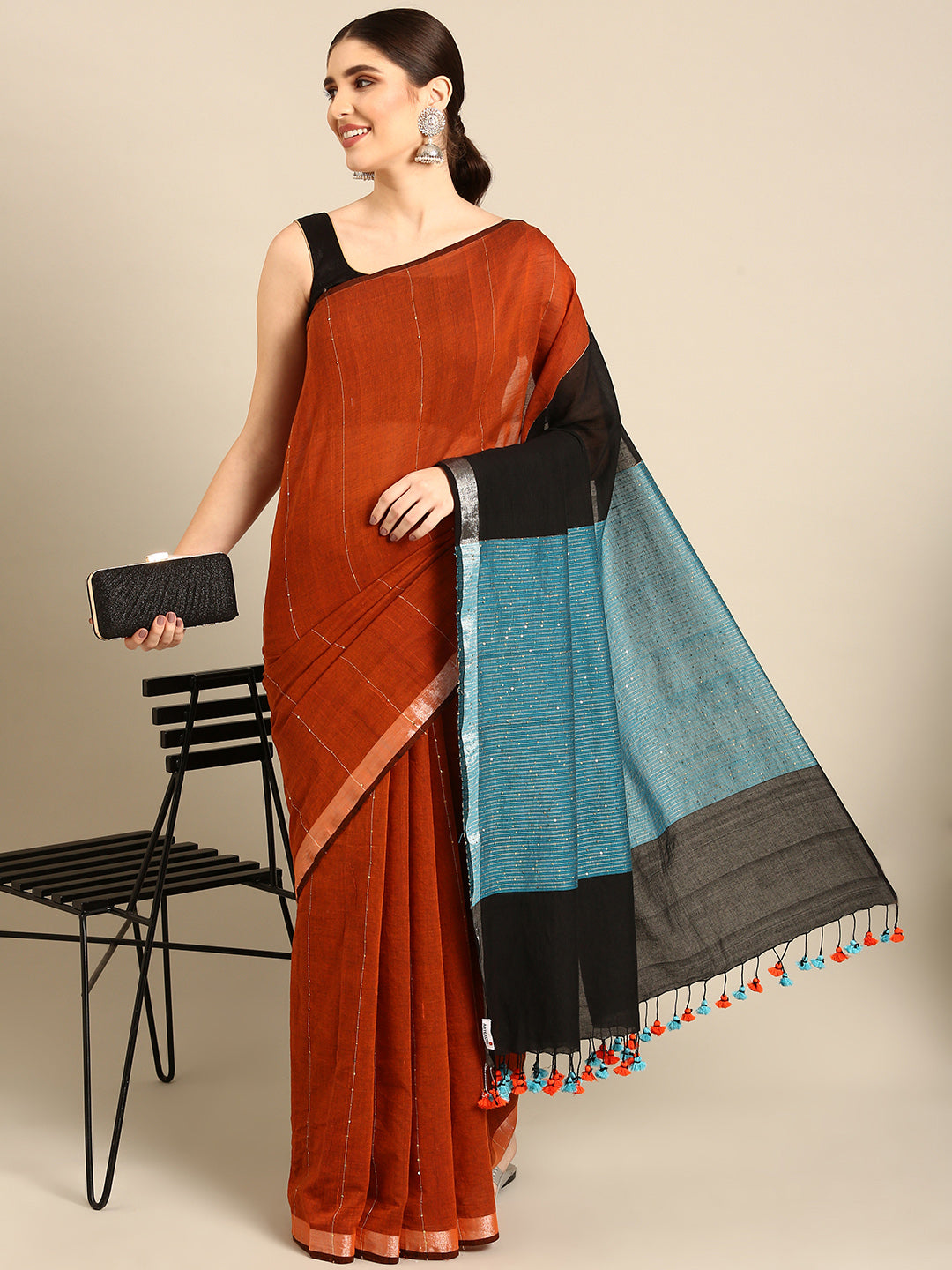 Pure  Cotton Handloom Sequins  Saree