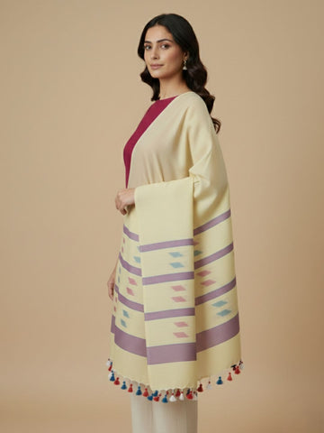 Light Yellow Multi Buti Jamdani Cotton Stole