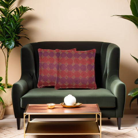 Beige Rust Reversible Kantha Cushion cover- Single Pack