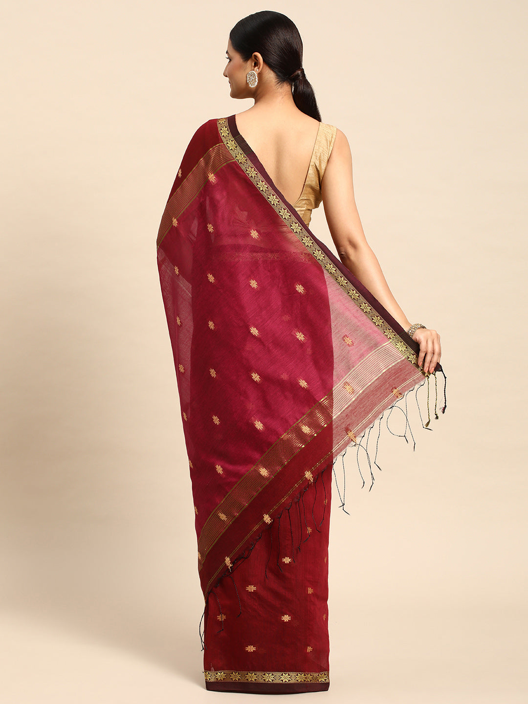 Zari Buti Silk Cotton Saree with blouse piece