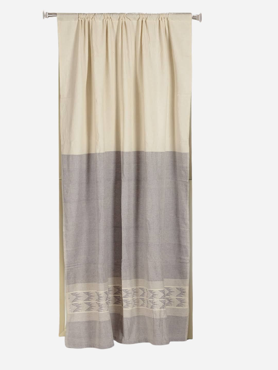 Ivory Grey  Cotton Rod Pocket Curtain