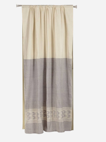 Ivory Grey  Cotton Rod Pocket Curtain- Single Panel