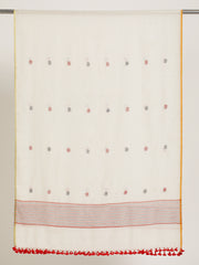 Cream & Red Jamdani Cotton Dupatta