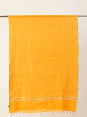 Yellow Gold Handwoven Tussar Silk Cotton Zari Dupatta