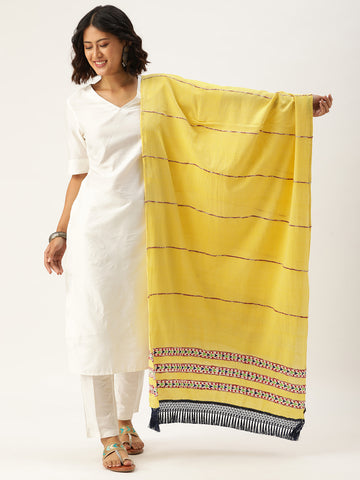 Yellow Khesh Kantha Cotton dupatta