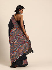 ArtEastri Black ArtSilk Kantha Saree with Blouse piece