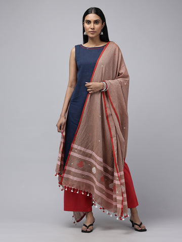 Coffee Red Cotton Jamdani Dupatta