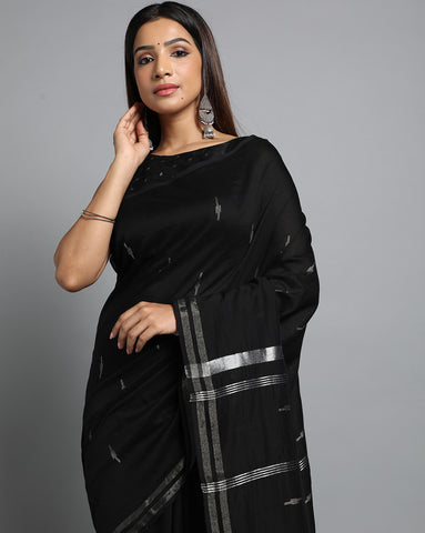 Handloom Jamdani Cotton Saree Without Blouse Piece