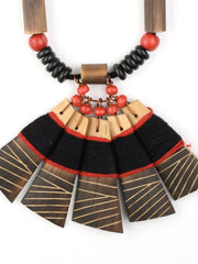 Handmade Black Red Bamboo Tribal Jewellery Set