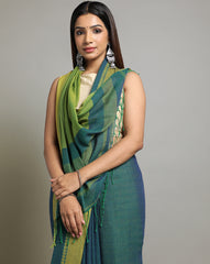 Teal Green Jacquard Cotton Saree