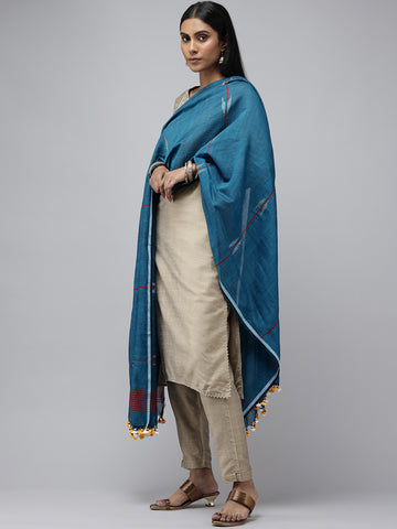 Blue Arrow Motif Cotton Jamdani Dupatta Handloom