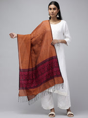 Copper Magenta Assamese Handloom Silk cotton Dupatta