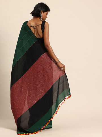 Handloom Sequins Cotton Handloom Saree