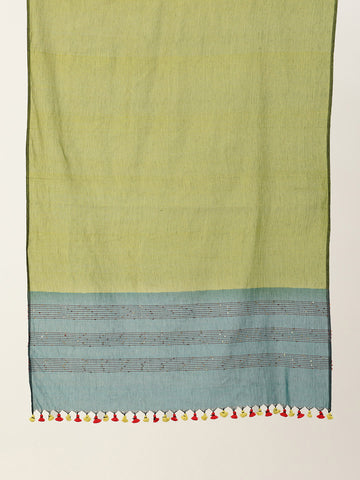 Olive Blue Sequins Cotton Dupatta