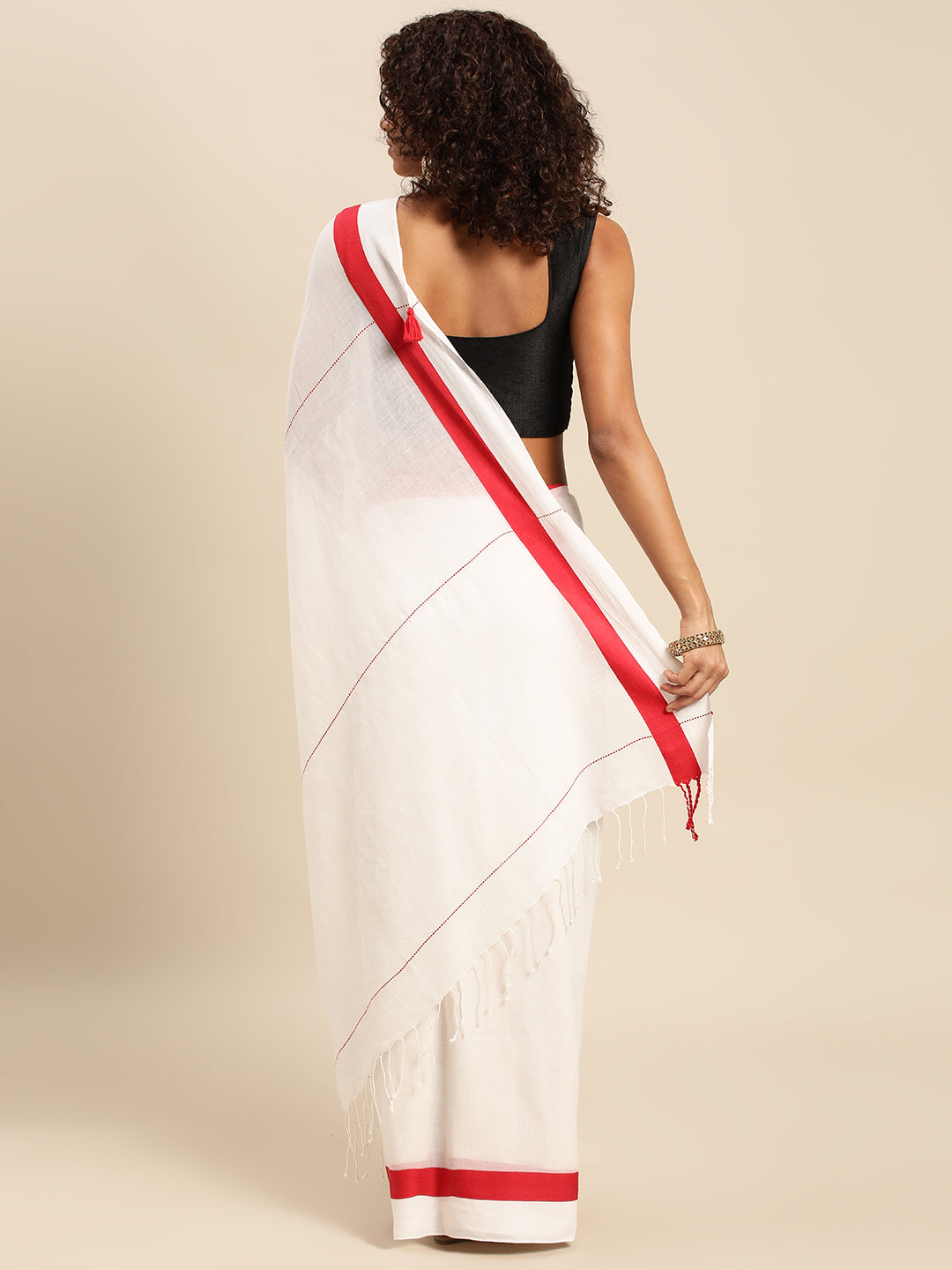 Handloom Solid Cotton Saree with Blouse Piece