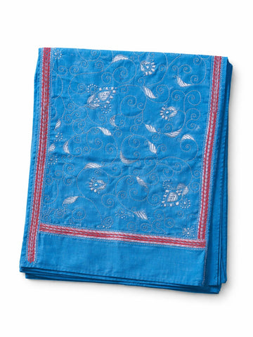 Blue Pink Cotton Kantha Stole
