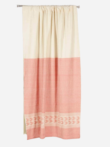 Ivory Pink Cotton Rod Pocket Curtain- Single Panel
