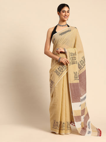 Handwoven Cotton Print Saree for Everyday Wear