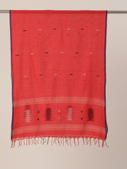 Red,White & Blue Handloom Cotton Jamdani Stole