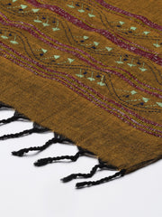 Brown and Green Khesh Kantha Cotton Stole