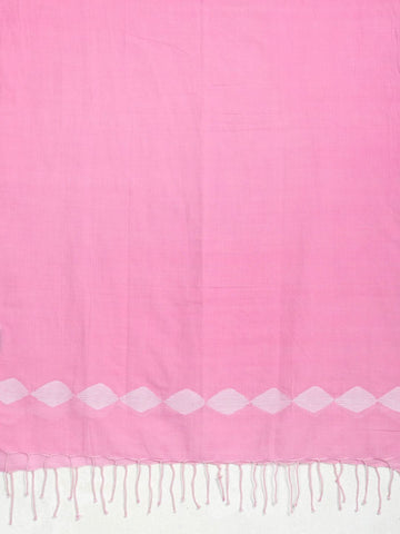 Pretty Pink white Jamdani Cotton  Stole