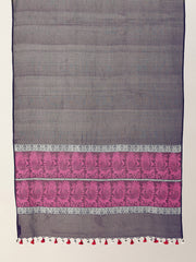 Purple Pink Handwoven Silk cotton Baluchari Dupatta