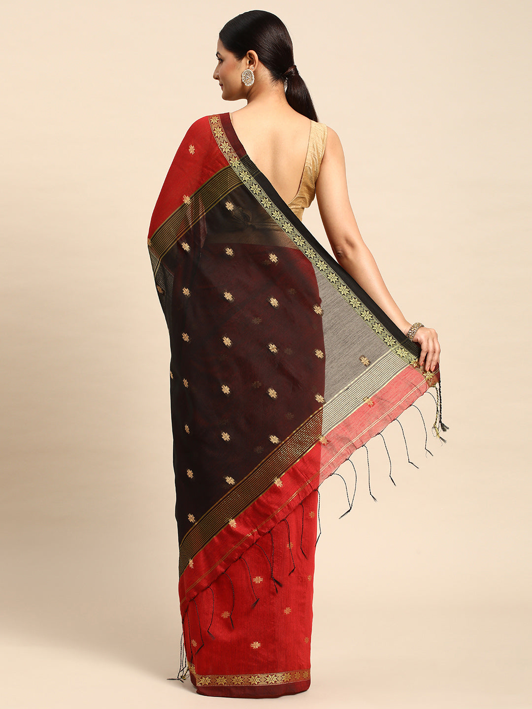 Zari Buti Silk Cotton Saree with blouse piece