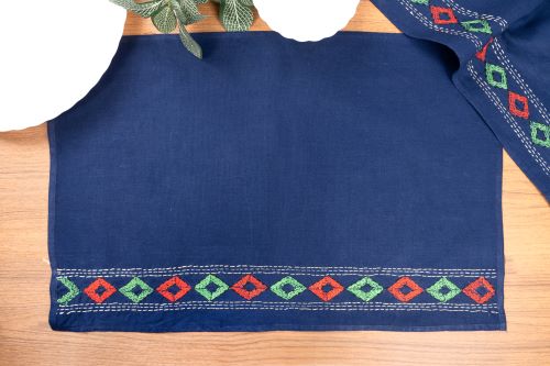 Blue Diamonds Kantha Cotton dining Table Runner & Table Mats- 4Pack