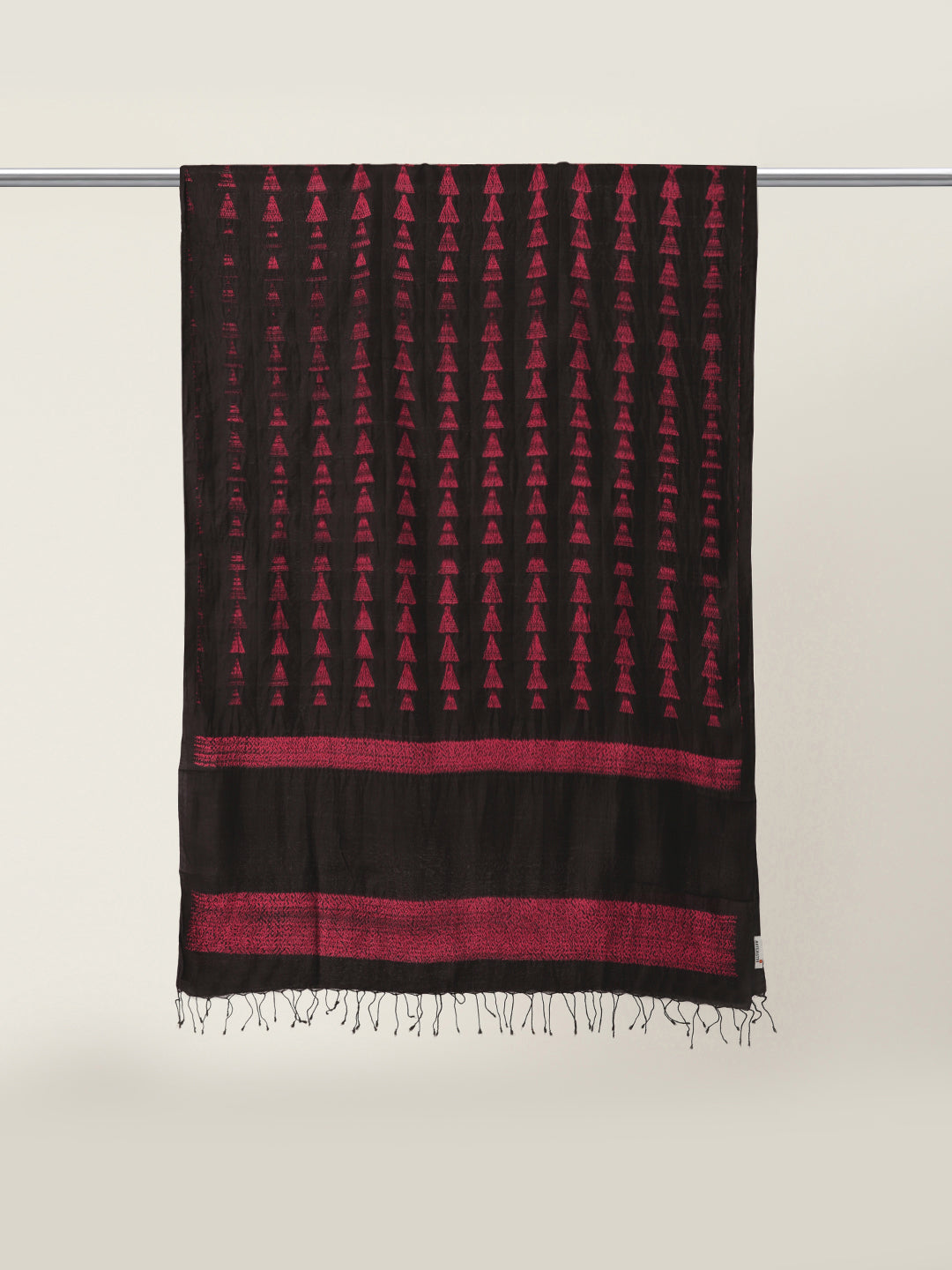 Black & Red Shibori Silk Dupatta