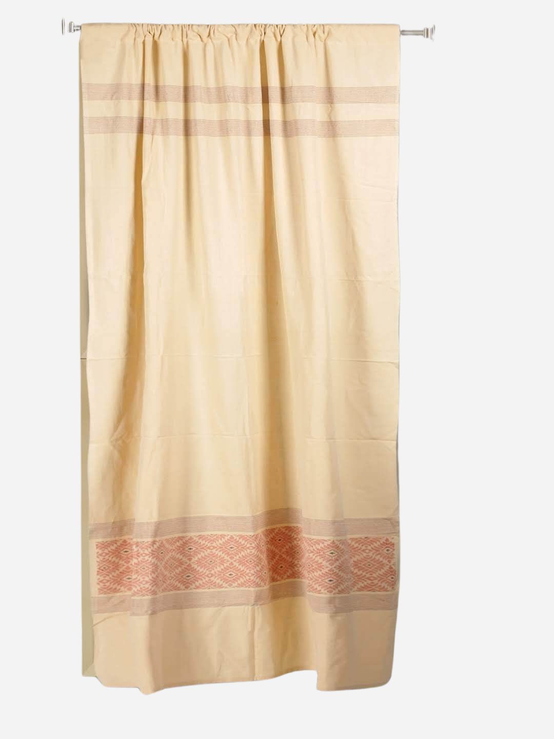 Beige Red Cotton Assamese  Rod Pocket Door Curtain