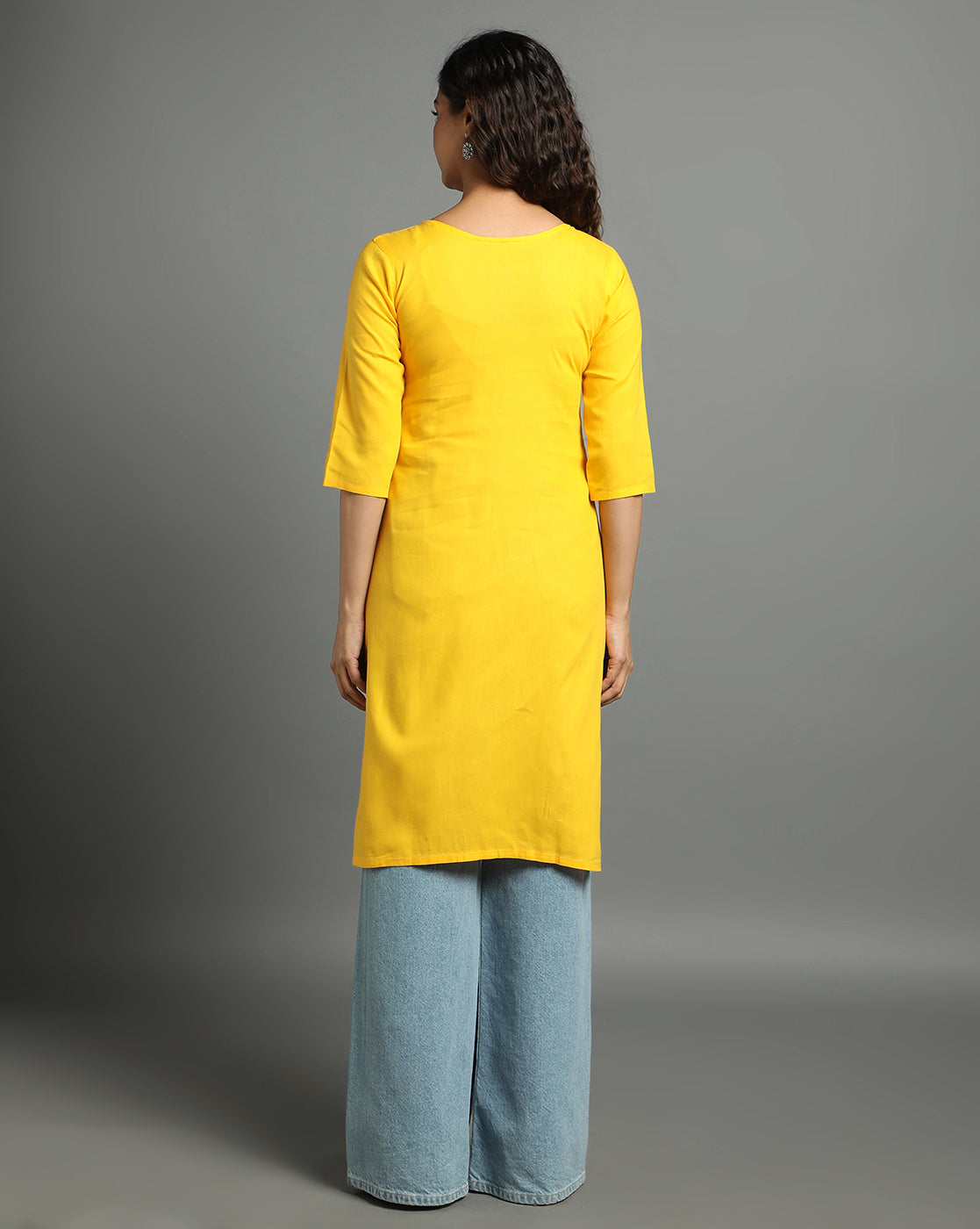 Yellow Kantha Cotton Kurta