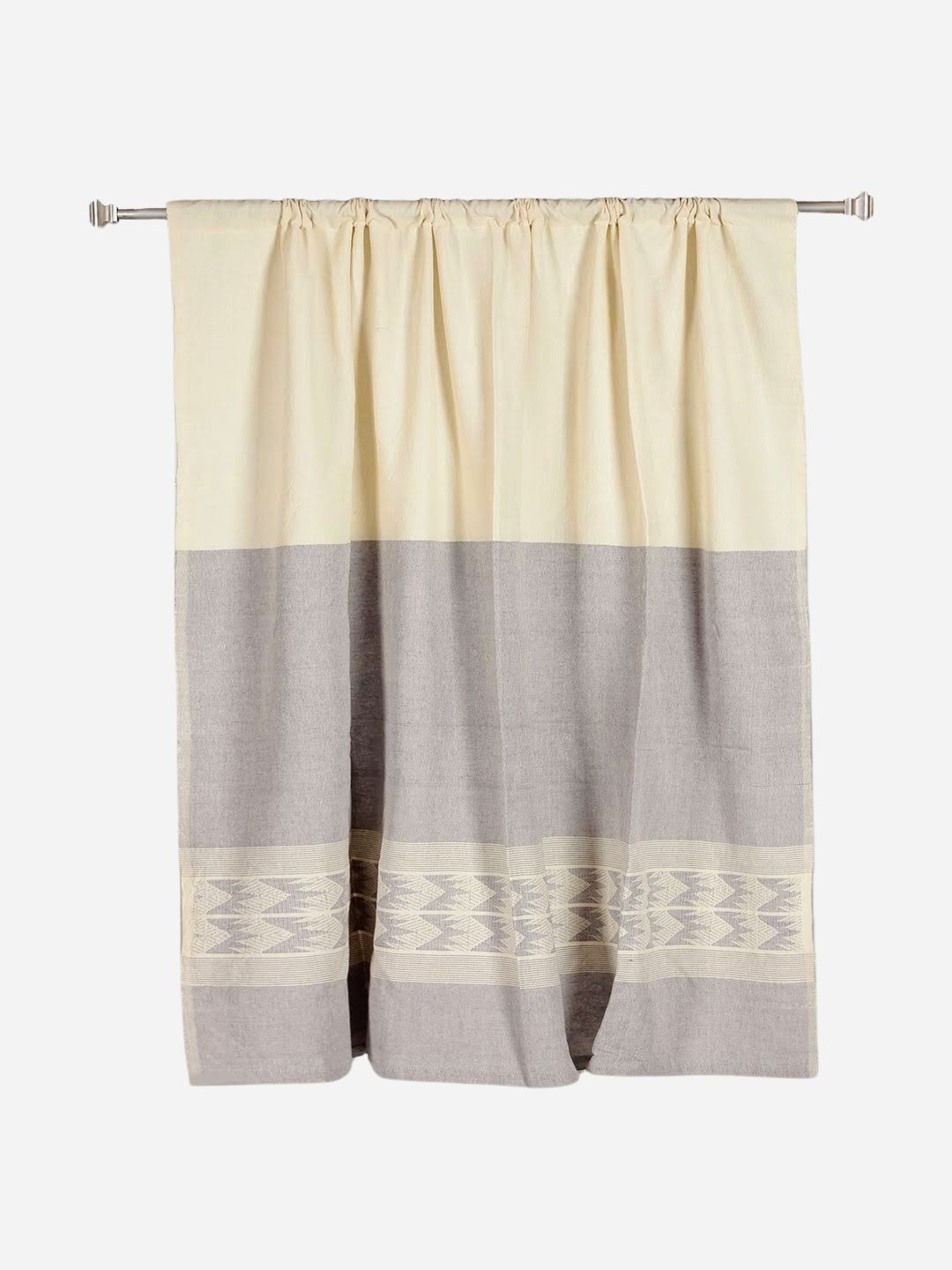 Ivory Grey  Cotton Rod Pocket Curtain