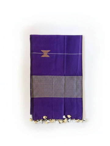 Navy handloom Cotton Jamdani Stole