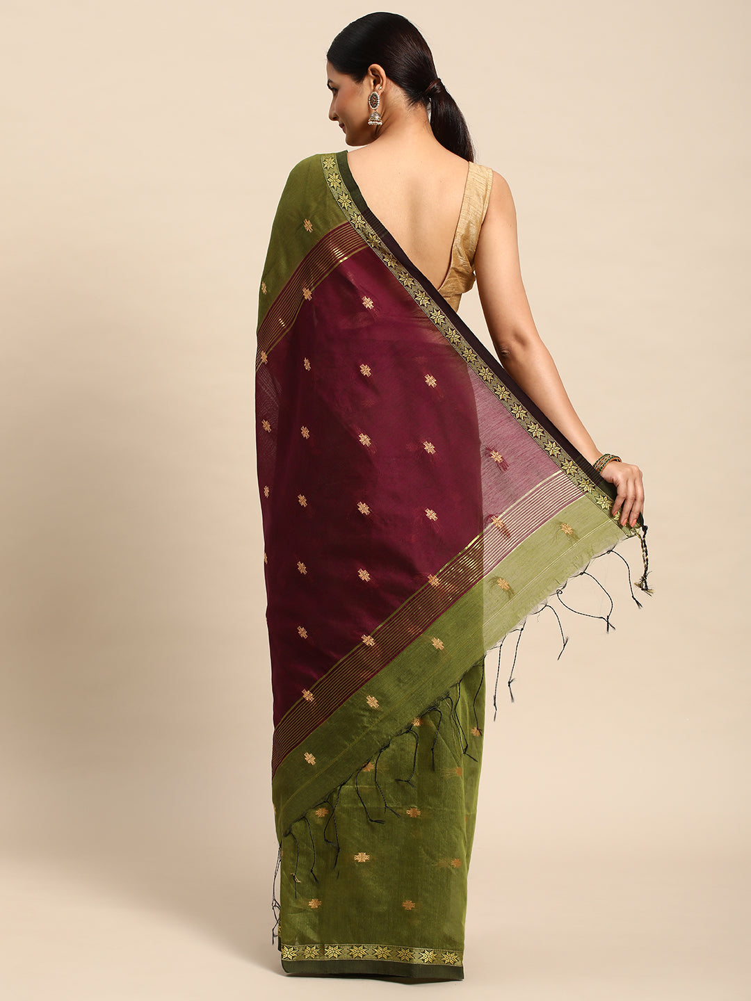 Zari Buti Silk Cotton Saree with blouse piece