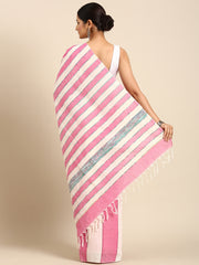 Pink Handcrafted Khesh Weave Pure Cotton saree