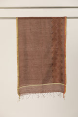 Brown & Copper Jamdani Silk cotton Stole