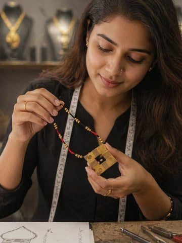 Handmade Red Black Brass  Necklace