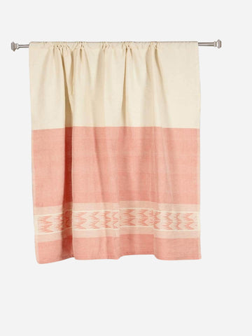 Ivory Pink Cotton Rod Pocket Curtain- Single Panel
