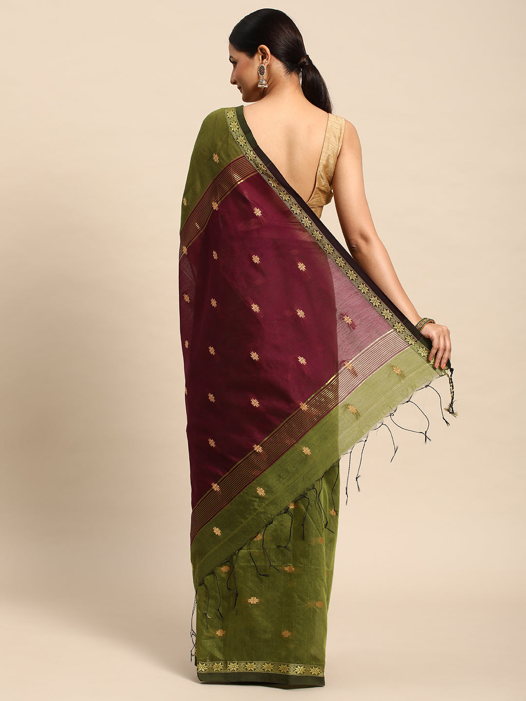 Green Purple Silk Cotton Saree